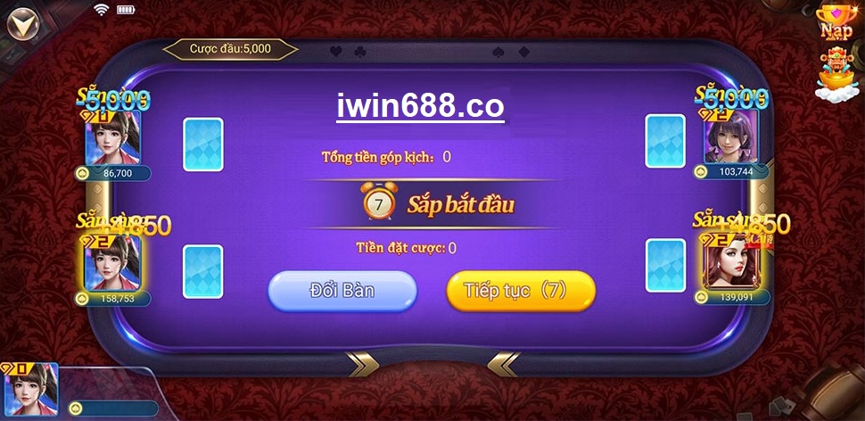 Phòng chơi ba cây tại IWIN58